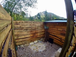 Our outdoor shower and WC